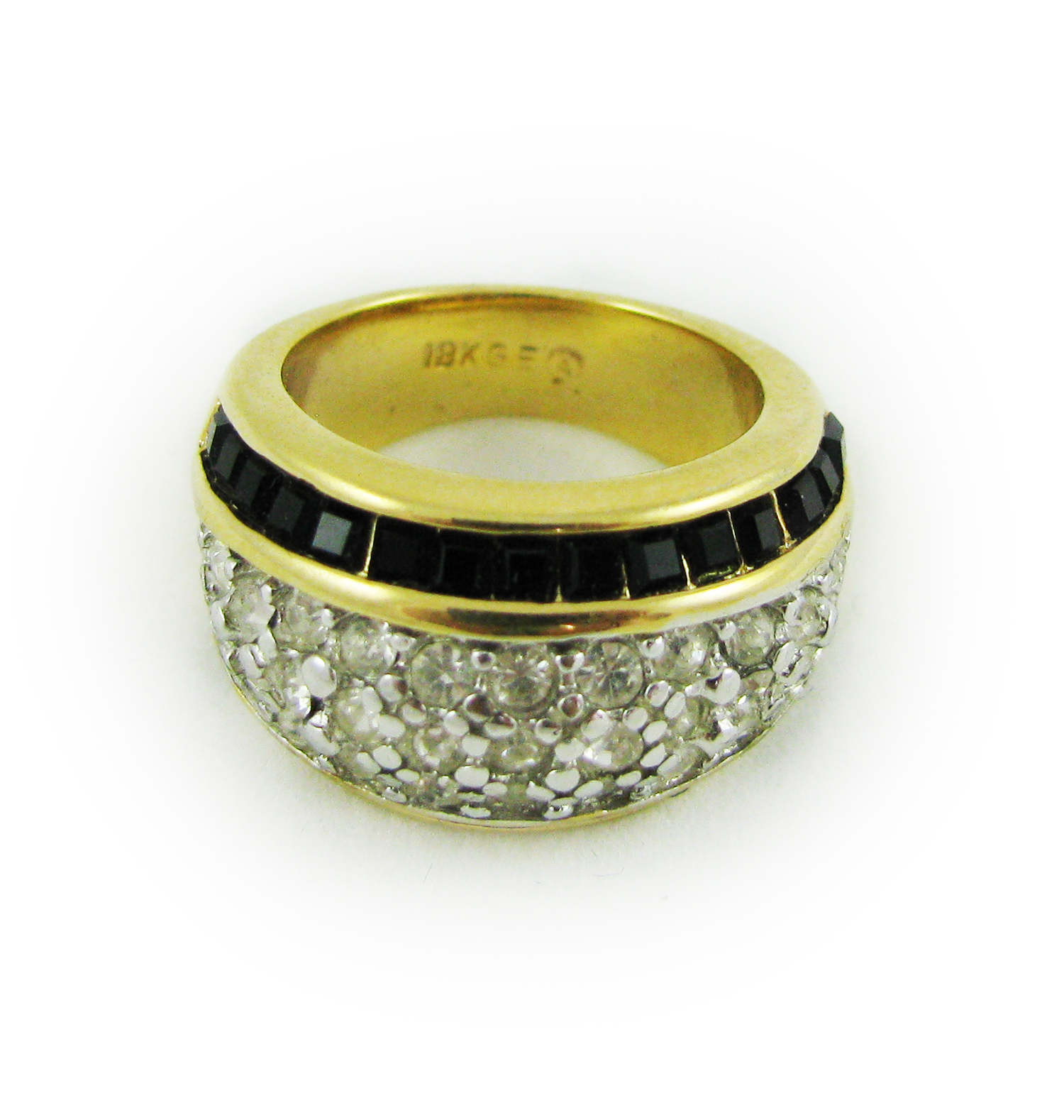 1980s Deco Revival Zircon Black Crystal Ring