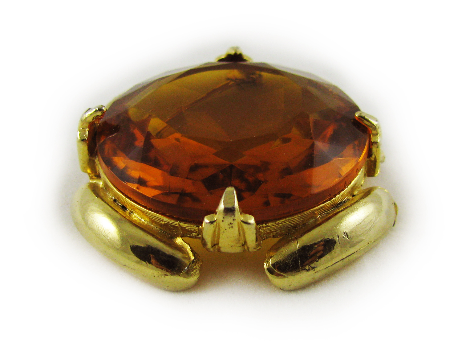 1950s Large Deco Amber Glass Brooch 